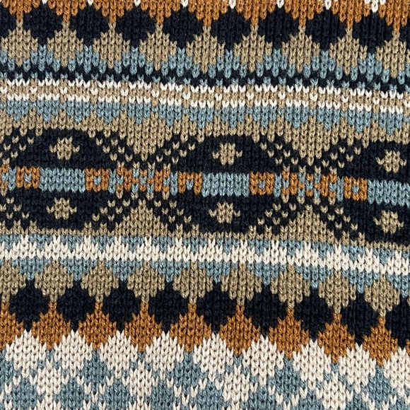 Vintage Tally Ho Button Down Patterned Acrylic Knit Sweater Front Pockets Small - Picture 9 of 11